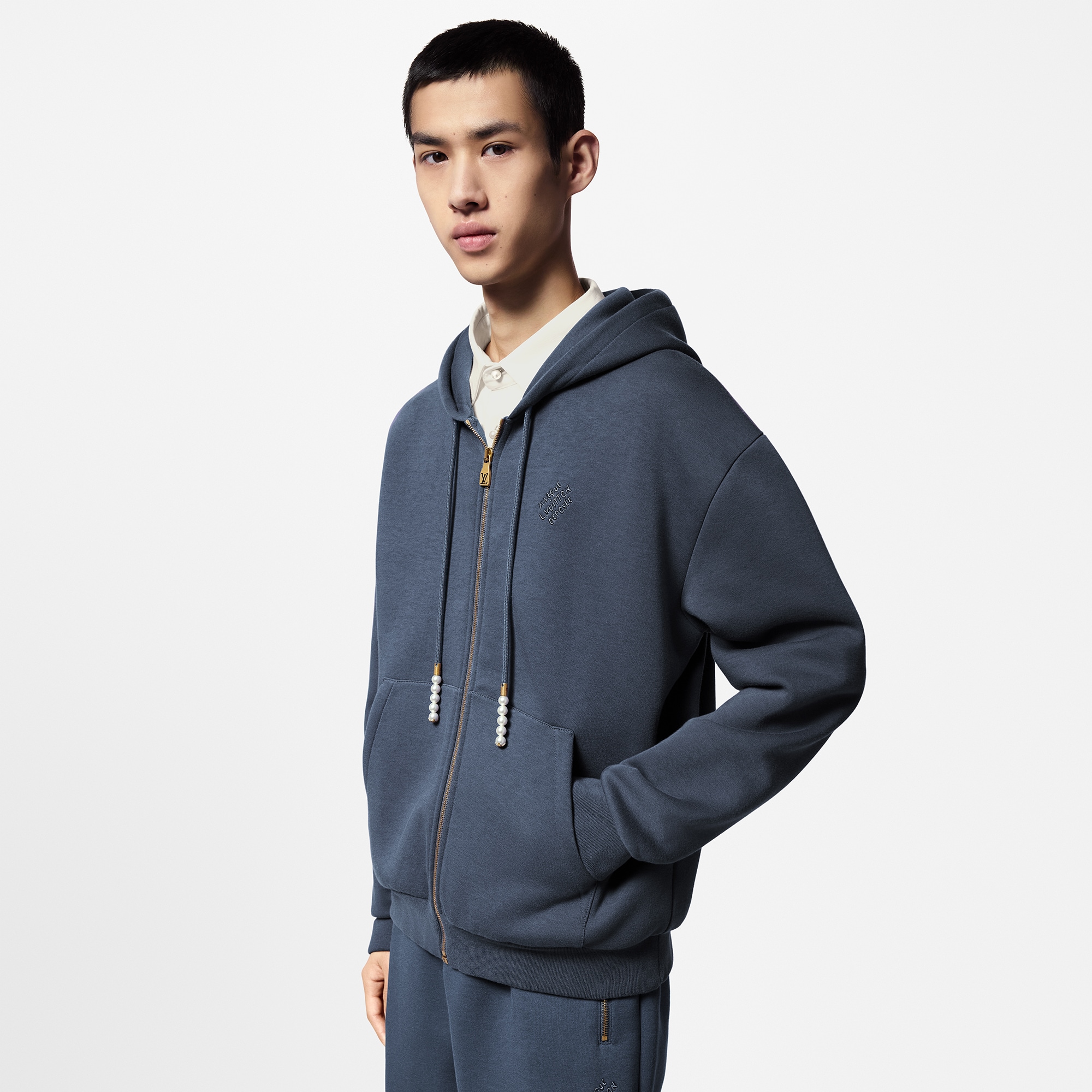 Embroidered Jersey Zip-Through Hoodie - Ready to Wear | LOUIS VUITTON